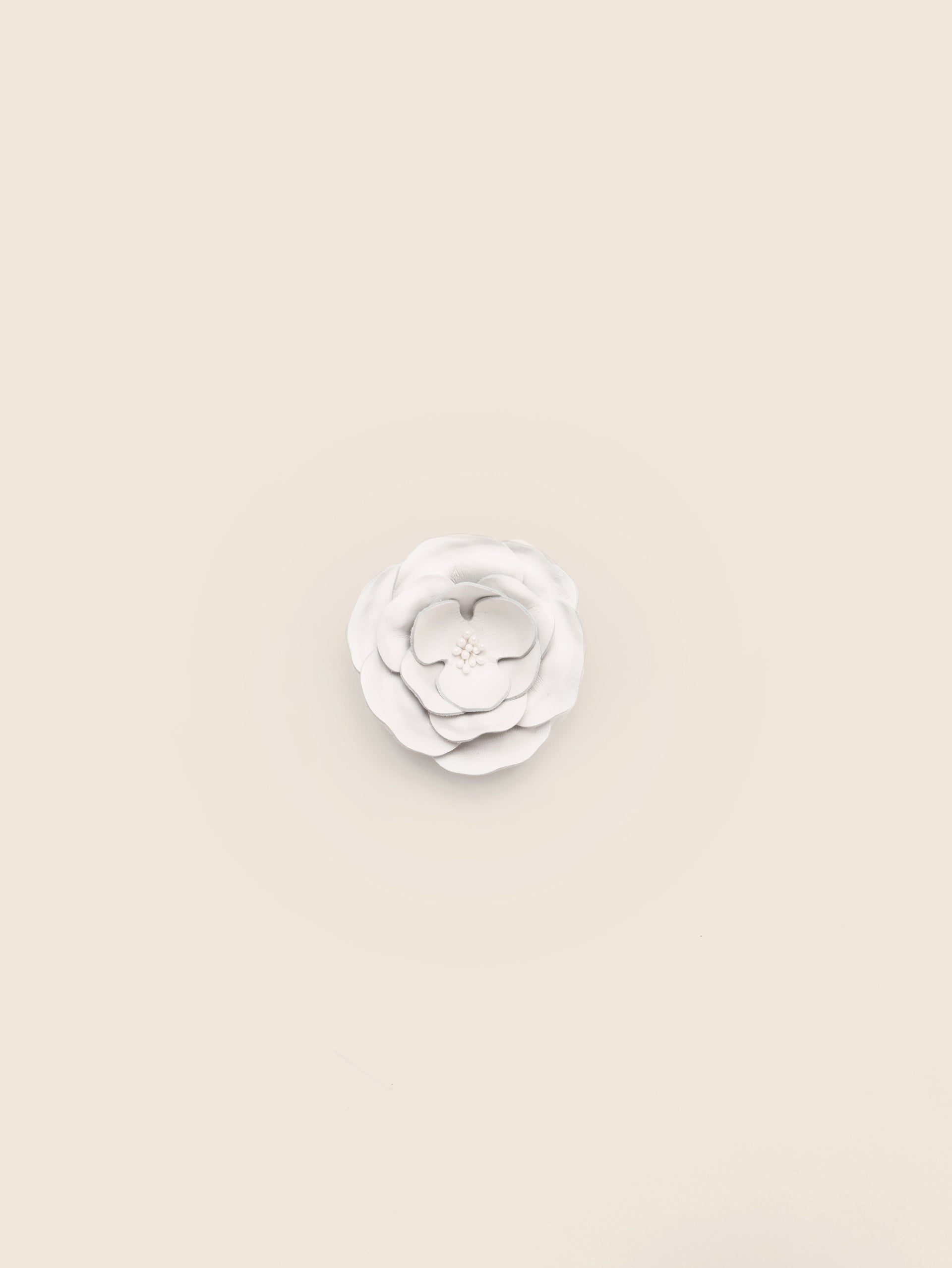 Leather Flower Clip White